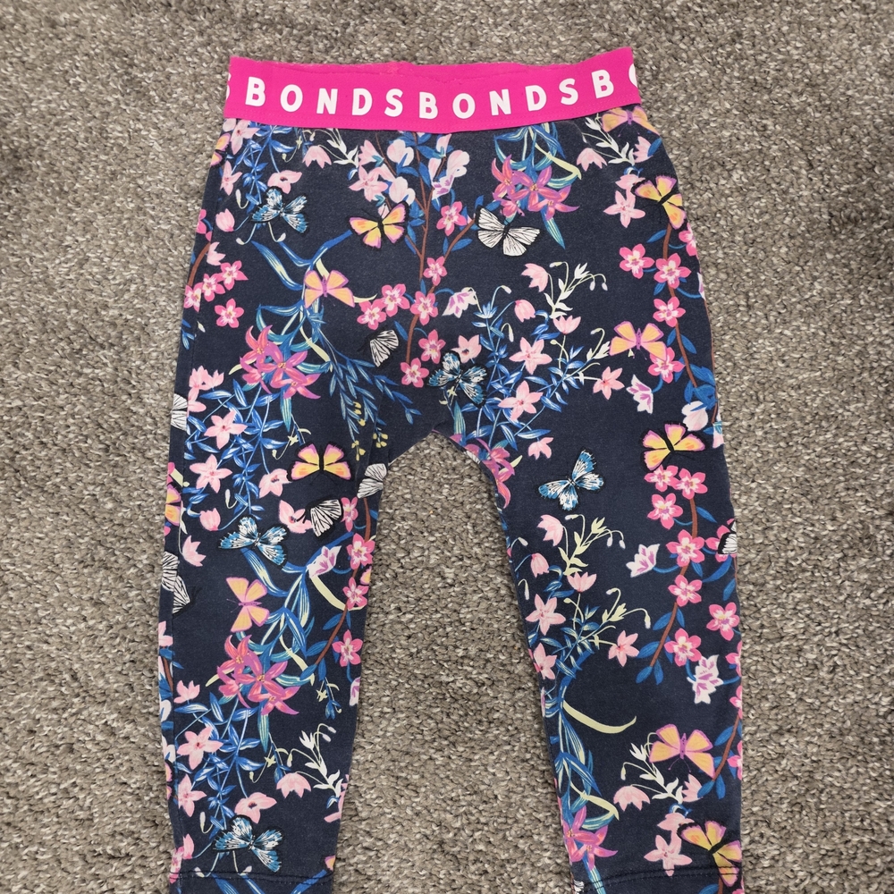 Bonds Floral Print Leggings with Bright Pink Waistband